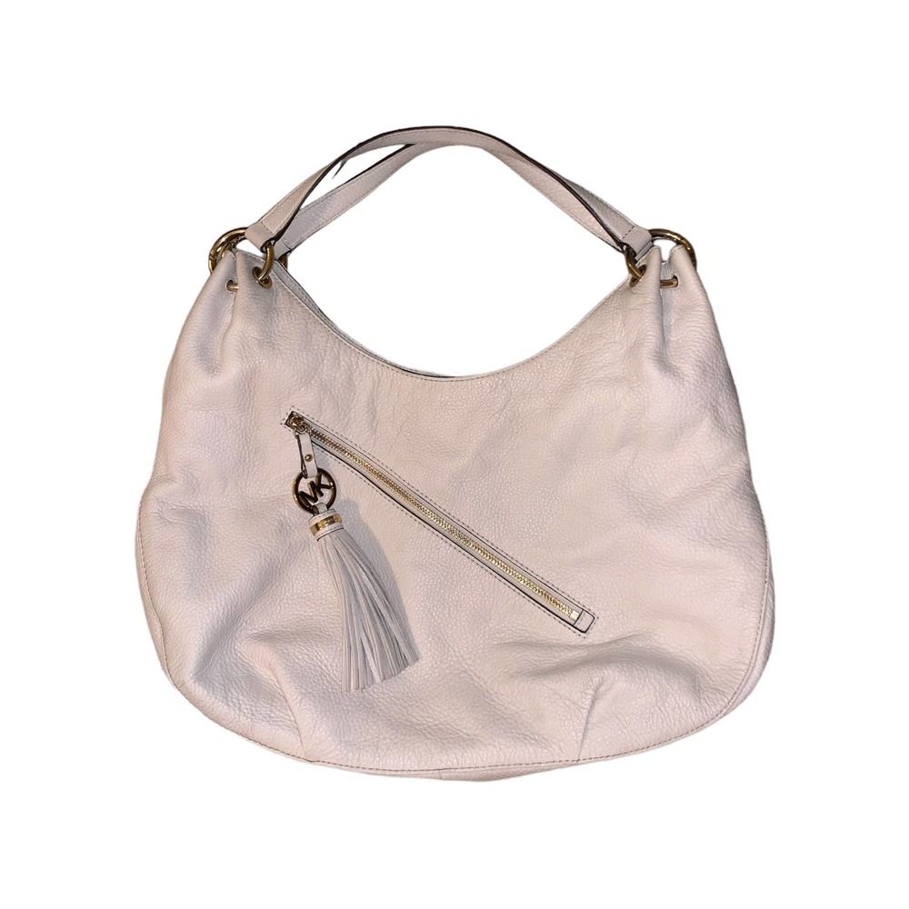 Michael KORS Large White Hobo Learher Purse with Gold Hardware